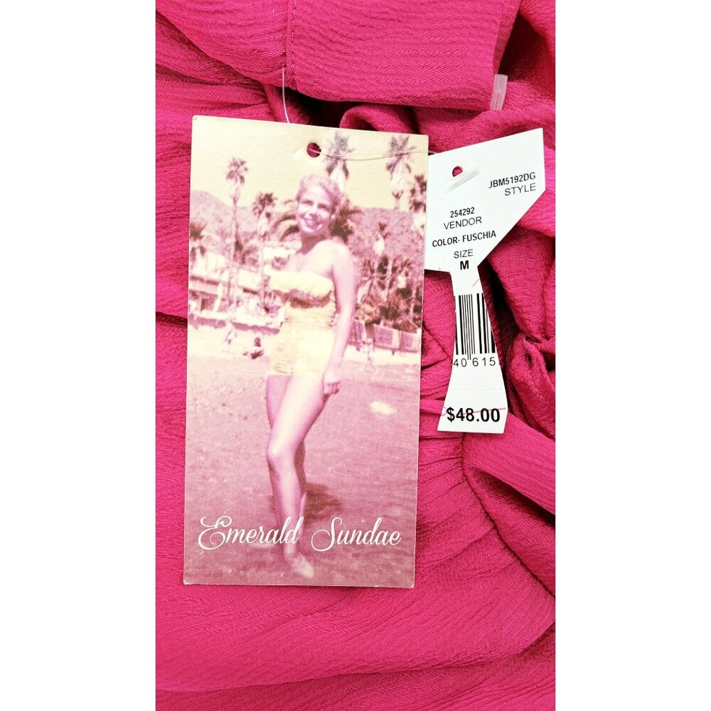 Emerald Sundae Pink Long Sleeve Mini Dress With Tie Waist Women Size Medium - Picture 6 of 8
